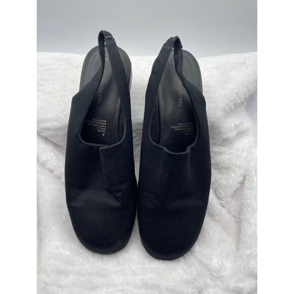 Vintage Fanfares Black SquareToe Slingback Pumps Size 8 - Picture 1 of 10